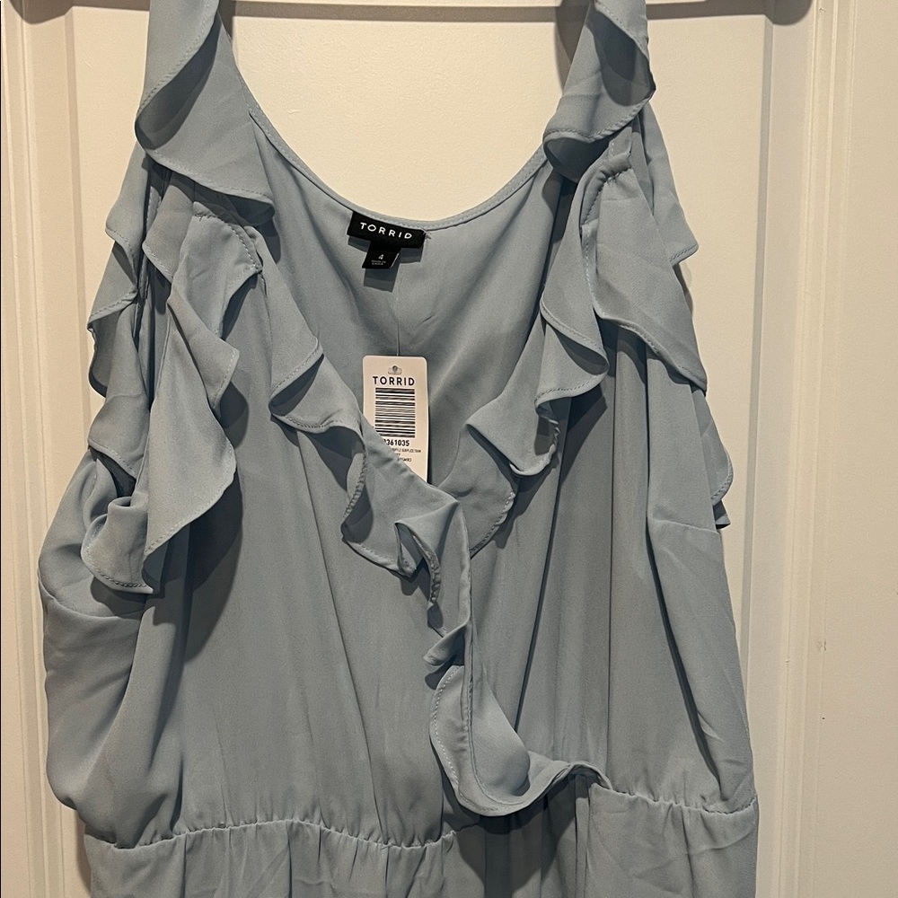 Torrid Light Blue Ruffle top - Picture 3 of 6